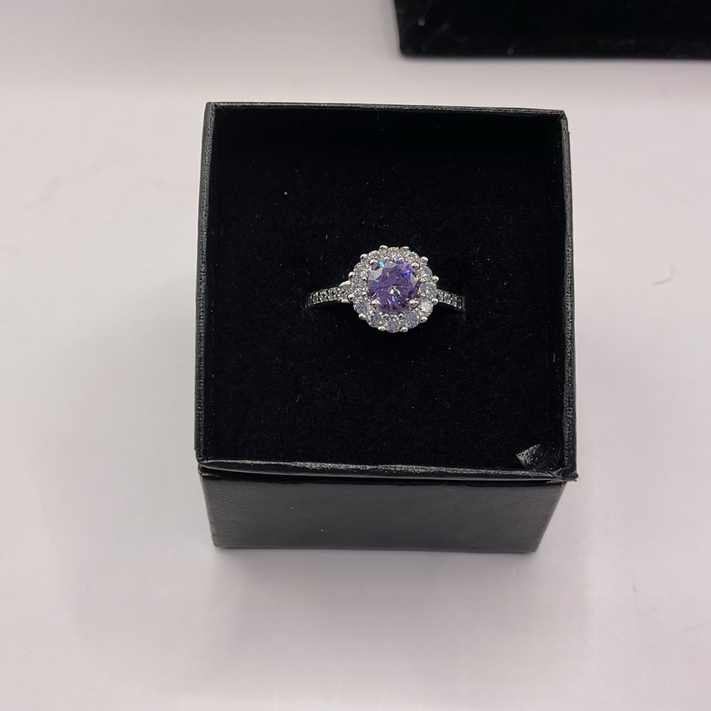Source Unknown Purple Gemstone Silver Ring
